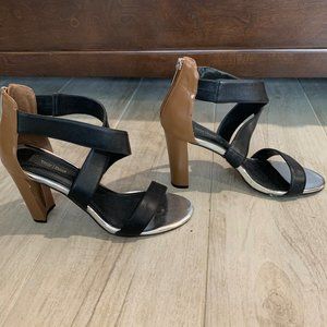 White House Black Market-Black/Brown/Silver Leather Heel